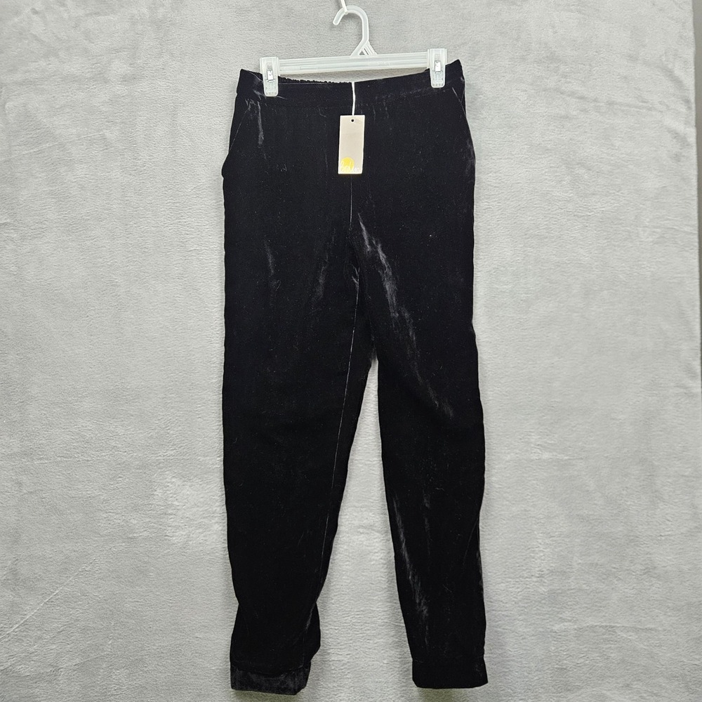 Boden Black Velvet Joggers Elastic Waist Tapered Pants US 6R NEW